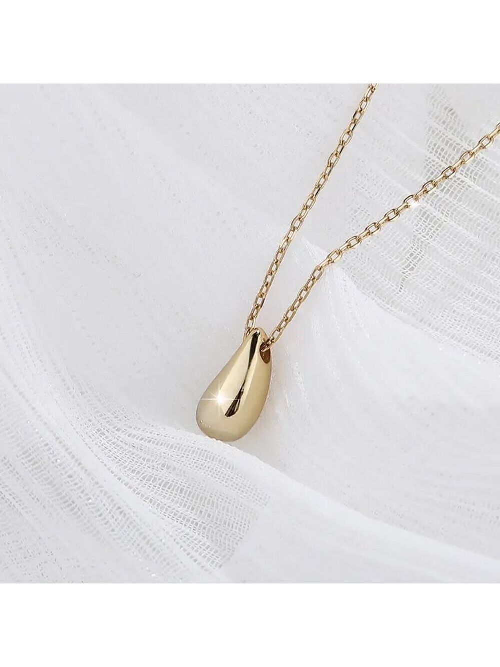 Sterling Silver Water Drop Pear Shape Dainty Delicate Pendant Necklace - Picture 6 of 6